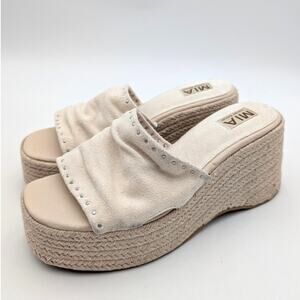 MIA Limited Edition Palmira Platform Wedge Sandal Women's Bone Size US9M EU39.5